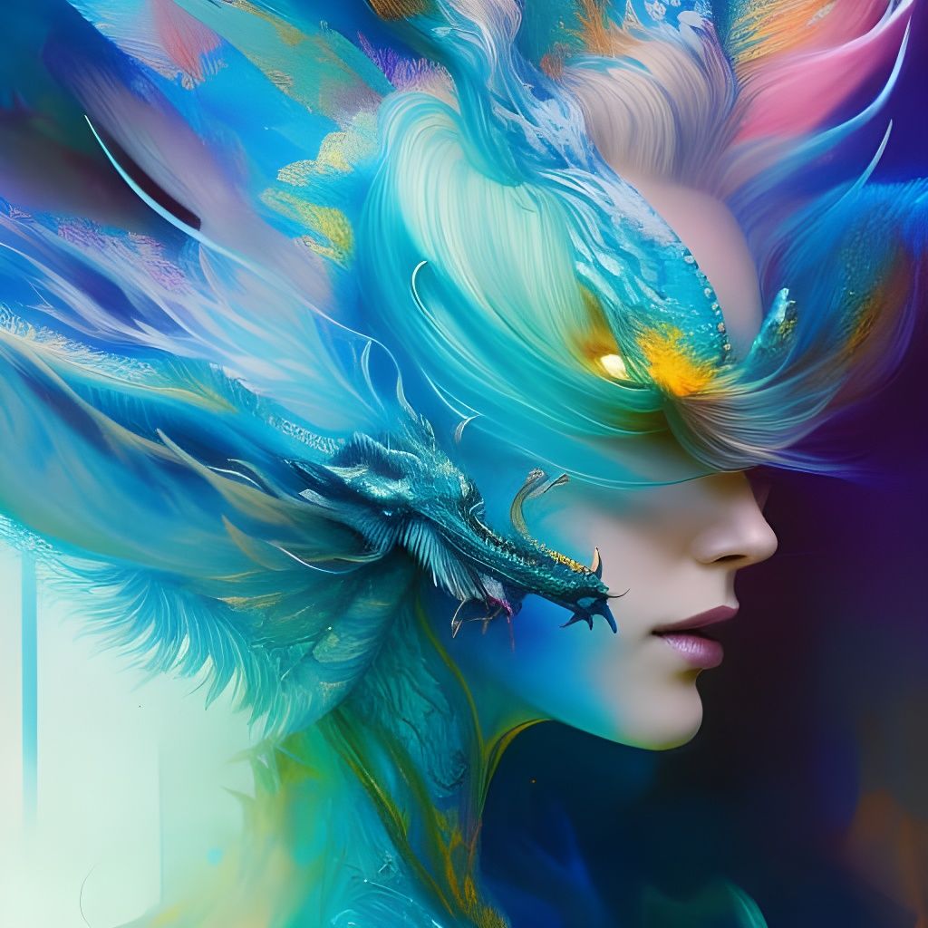Ethereal Dragon Spirit Portrait in Pastel Colors
