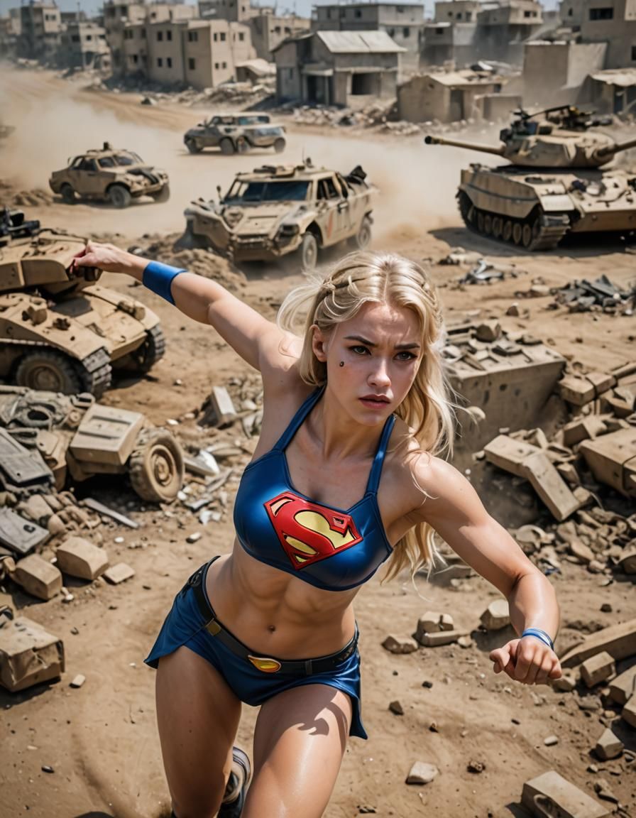 Supergirl Punches Tank: Photorealistic War Photo