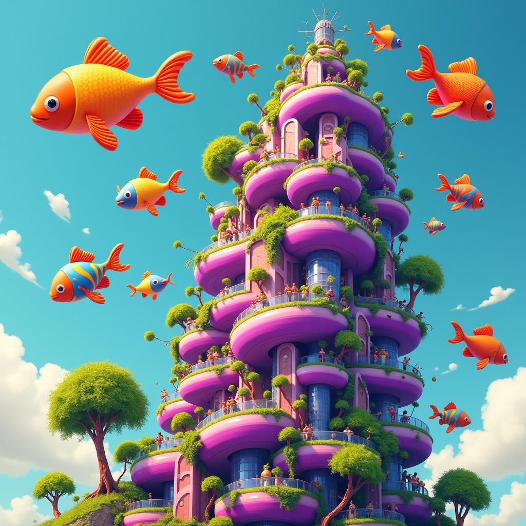 Fantastic Skyscraper Delivery, Moebius Style