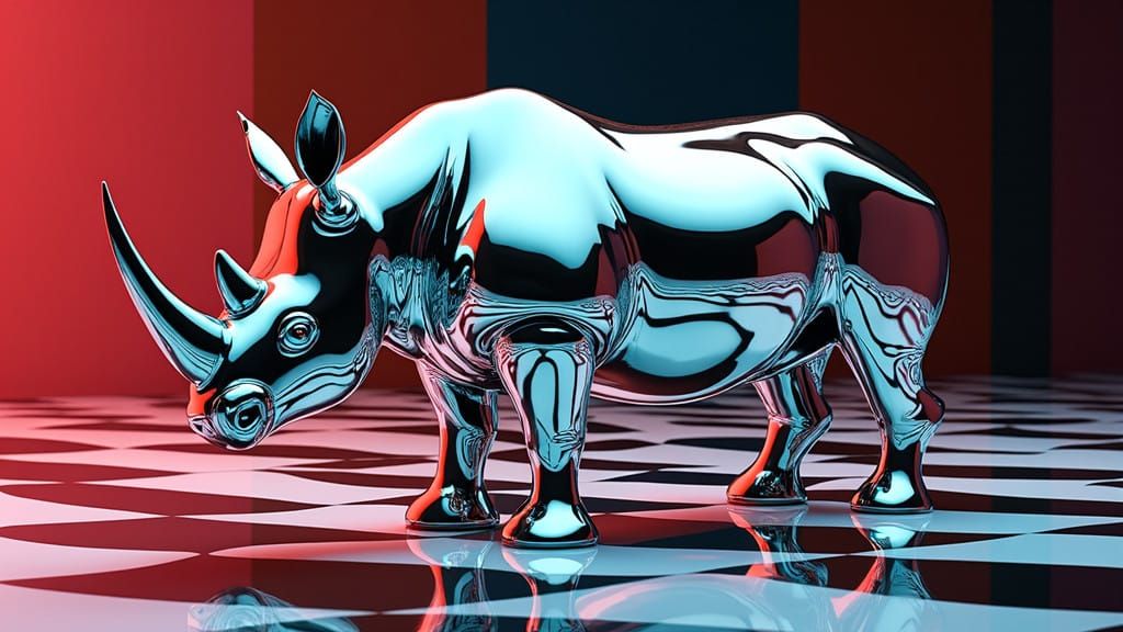 Surreal Futuristic Rhinoceros in Geometric OP-ART Style