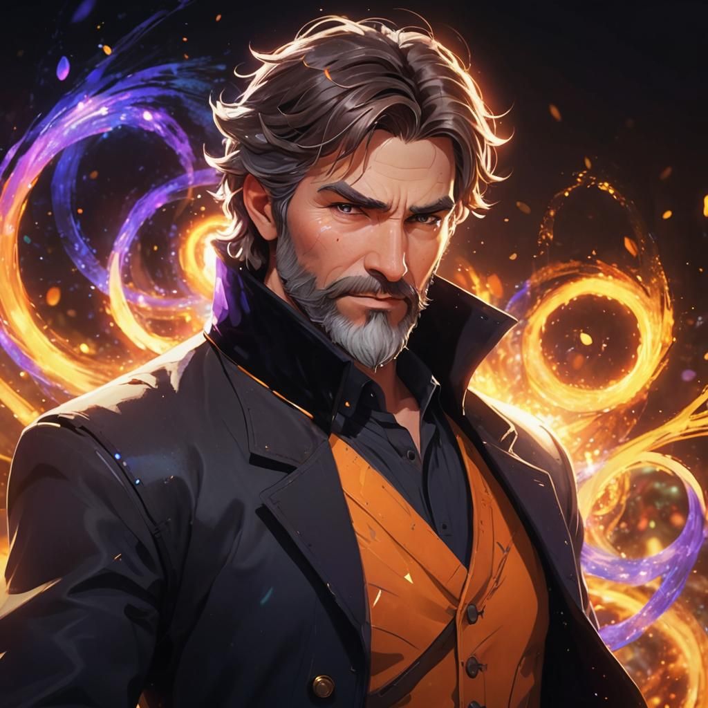 Mage Wielding Magic in a Kaleidoscope of Colors