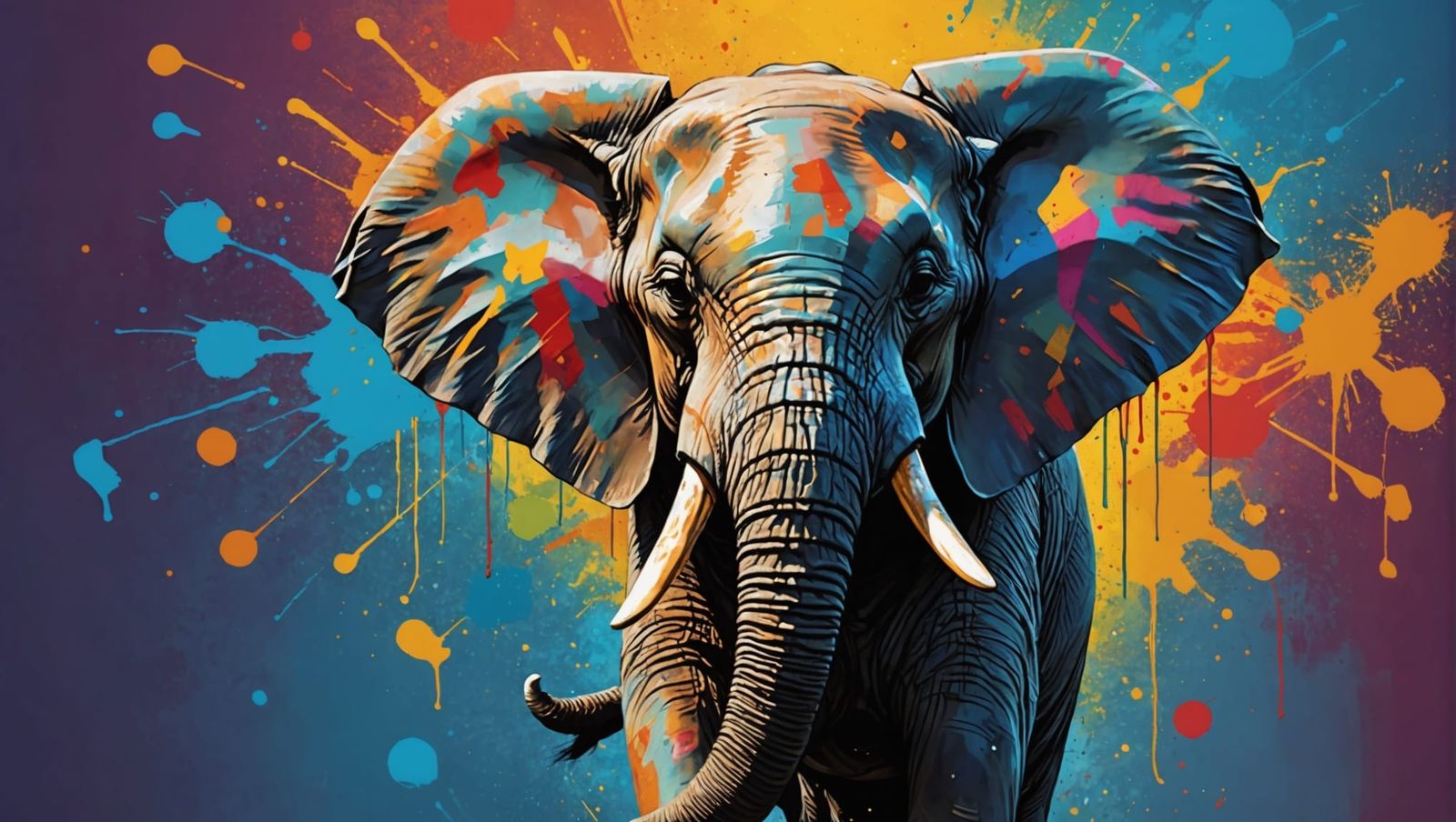 Hyperrealistic Elephant Playing Jazz in Splash Art Style