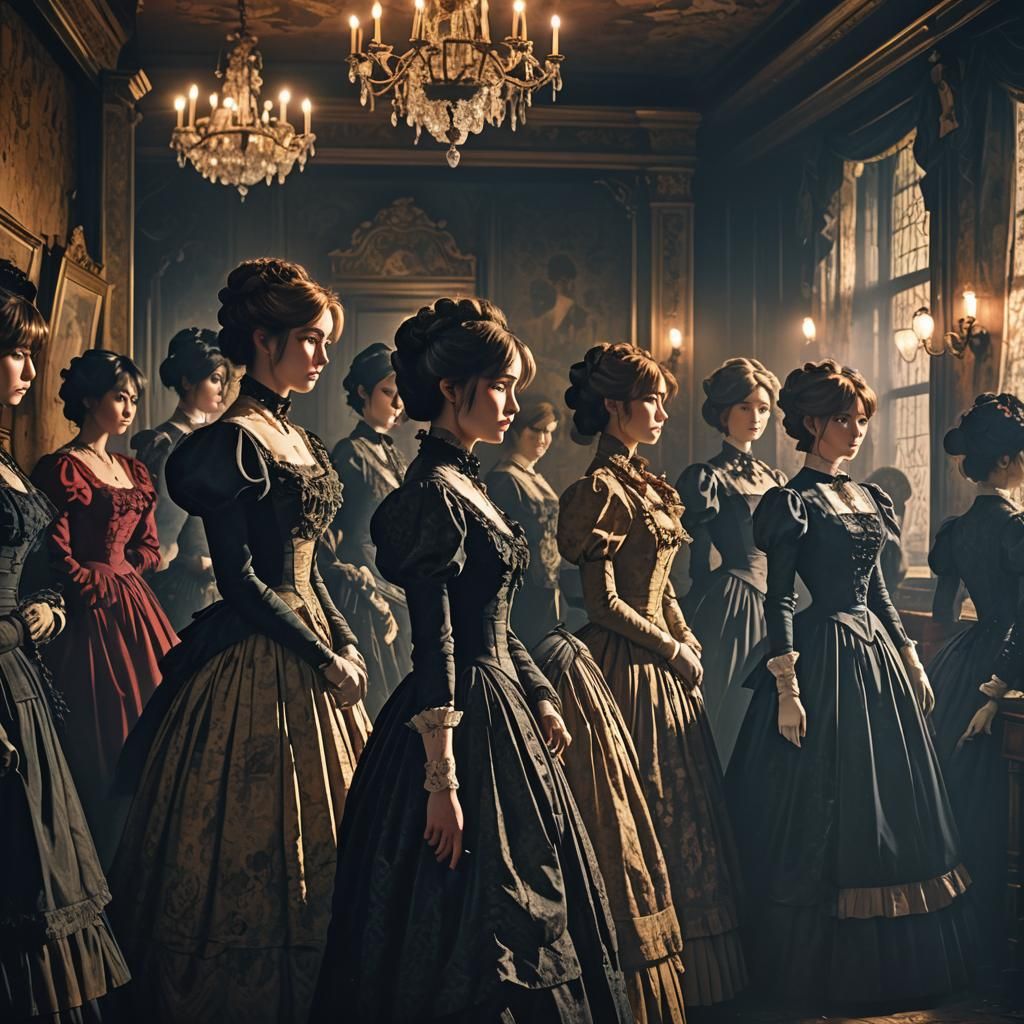 Victorian Women on Stage in Anime Style