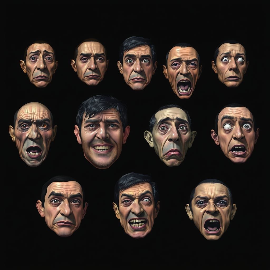 Fifteen Unique Face Icons in Abstract Portrait Style