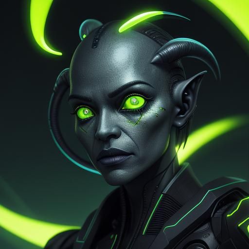 Sci-Fi Alien Portrait with Glowing Eyes