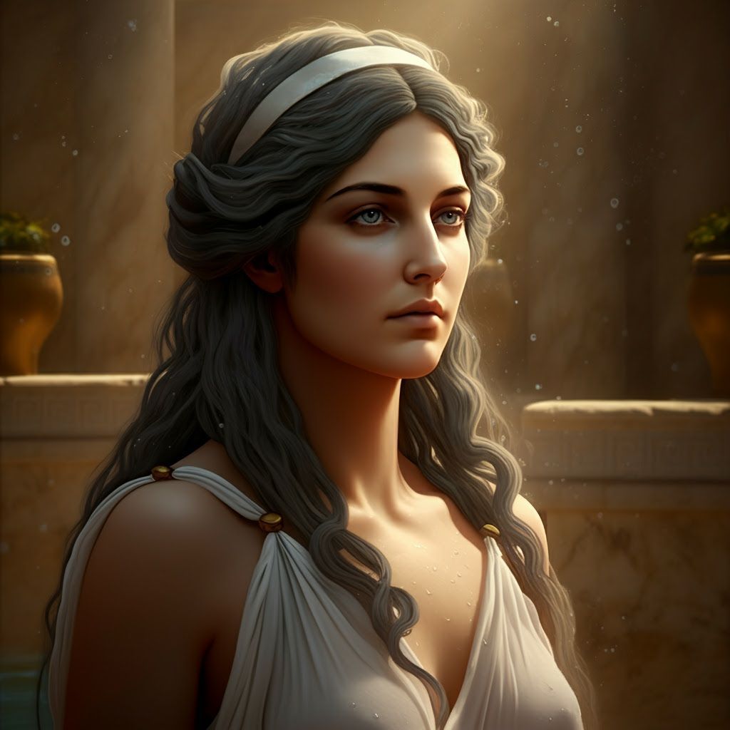 Greek Goddess of Bathing in Art Nouveau Style