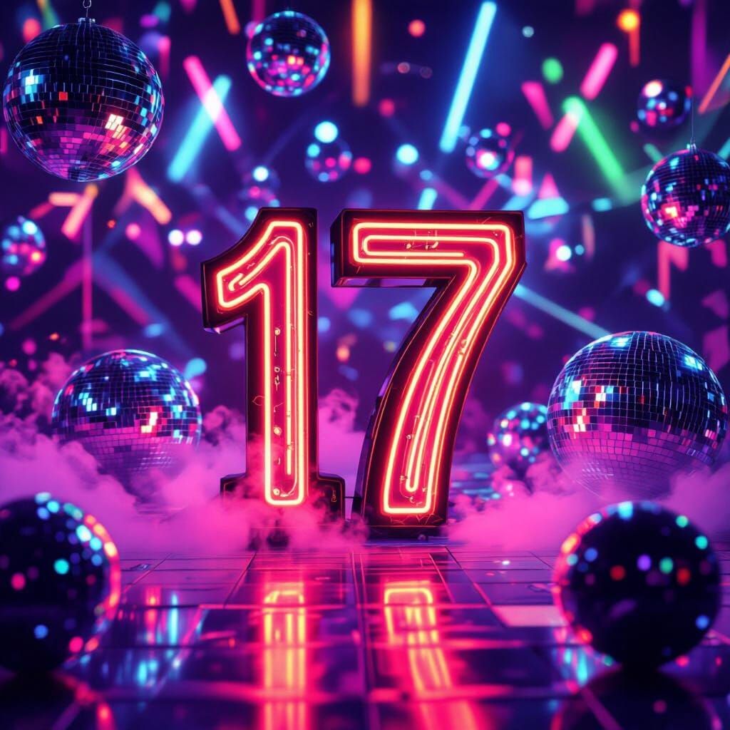 Neon Number 17 at 80s Disco Party