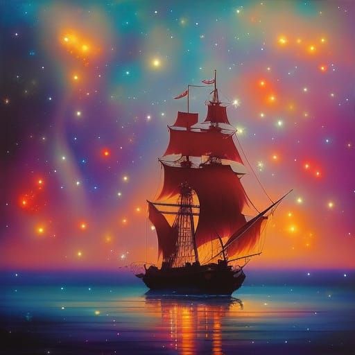 Cosmic Pirate Ship: A Spacecore Cyberpunk Vision