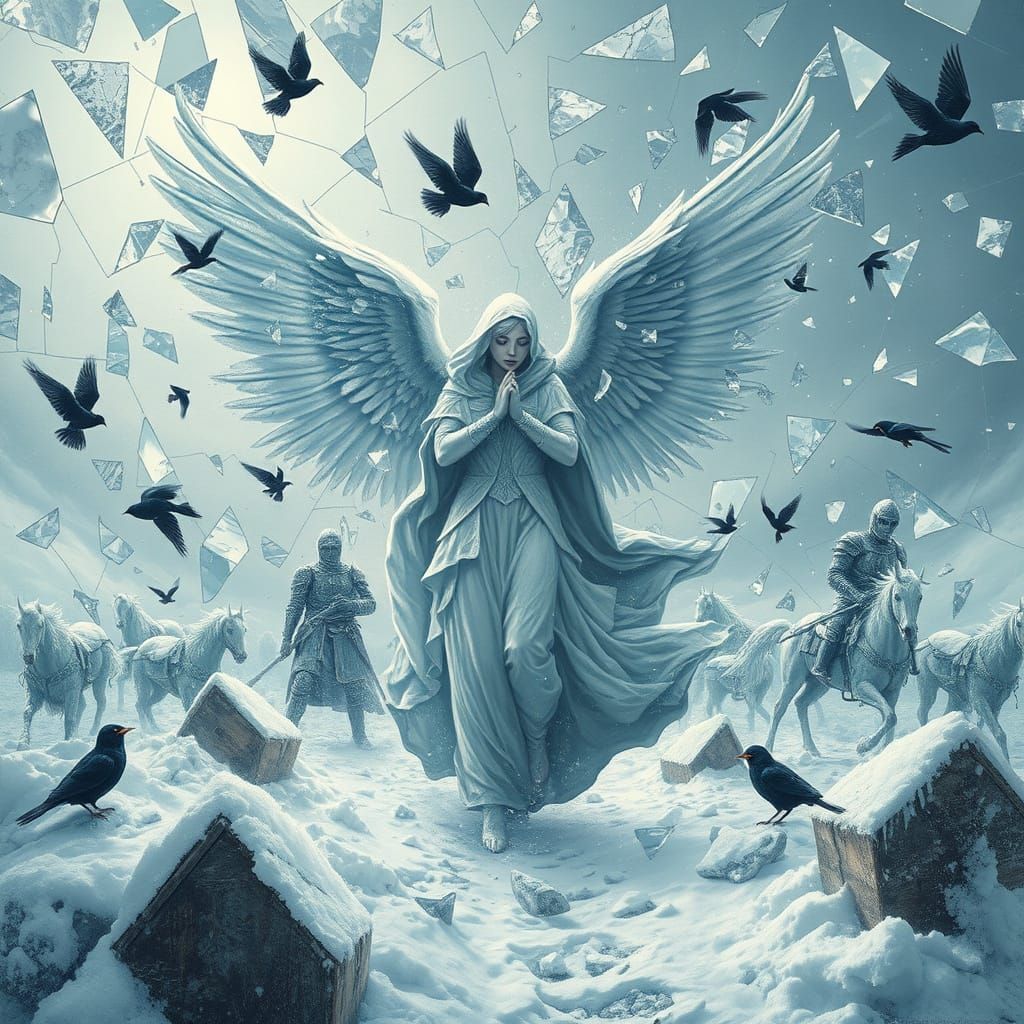 Frozen Angel of Winter Kingdom Amidst Shattered Mirrors and ...