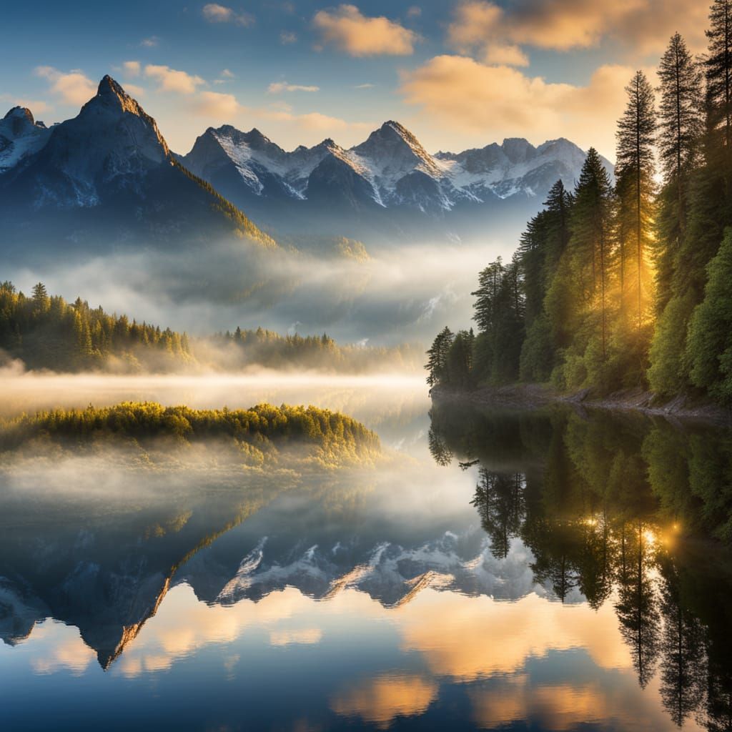 Serene Blue Lake in Majestic Mountain Landscape