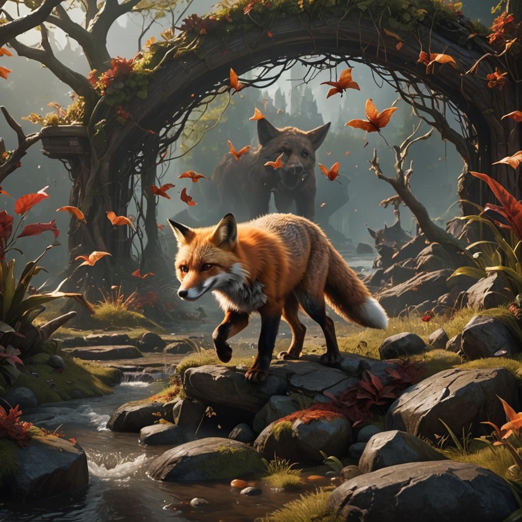 Detailed Red Fox in Matte Painting Style