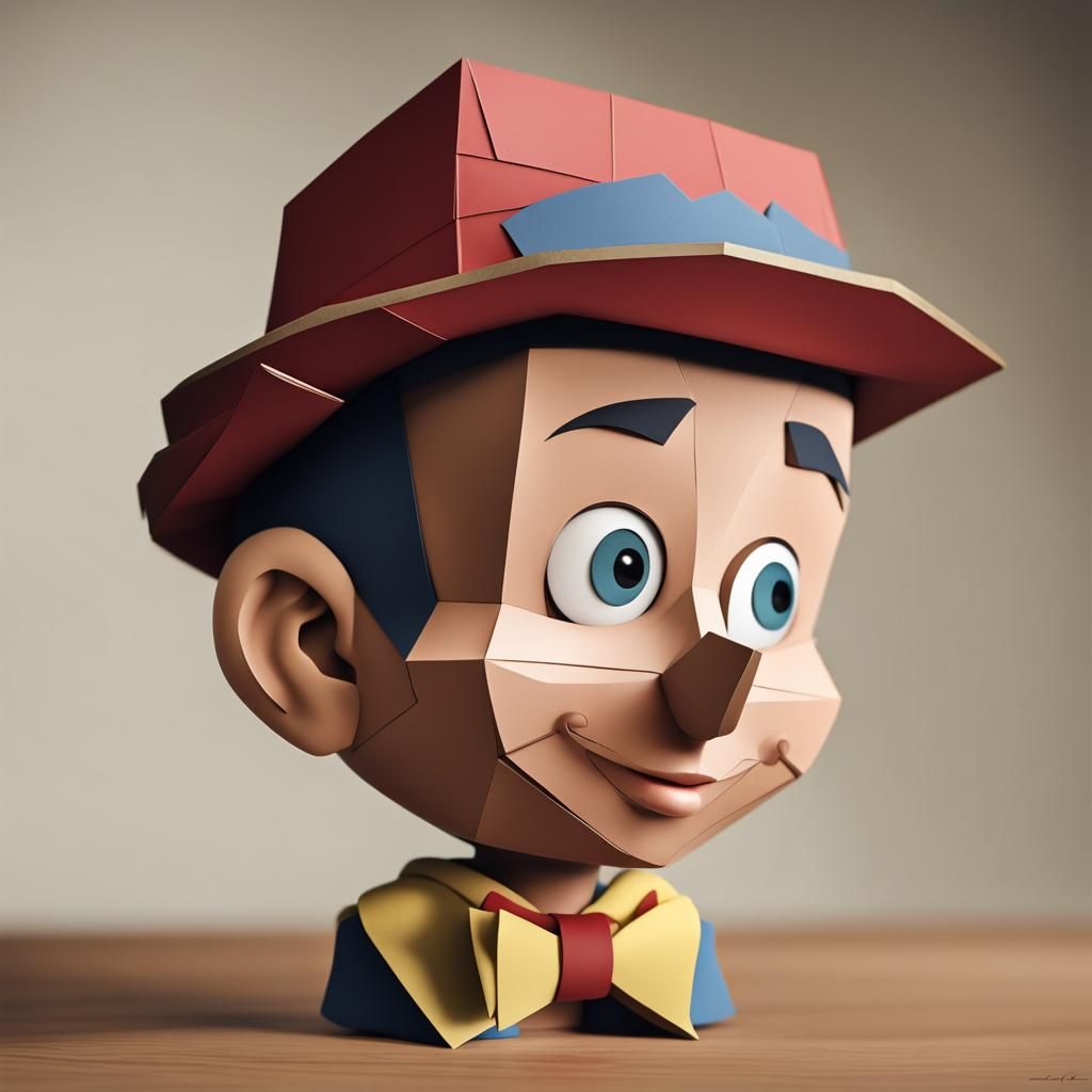 Hyperrealistic Papercraft Pinocchio in 4K