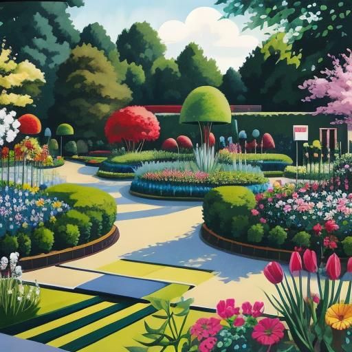 Bauhaus English Garden in Acrylic and Gouache