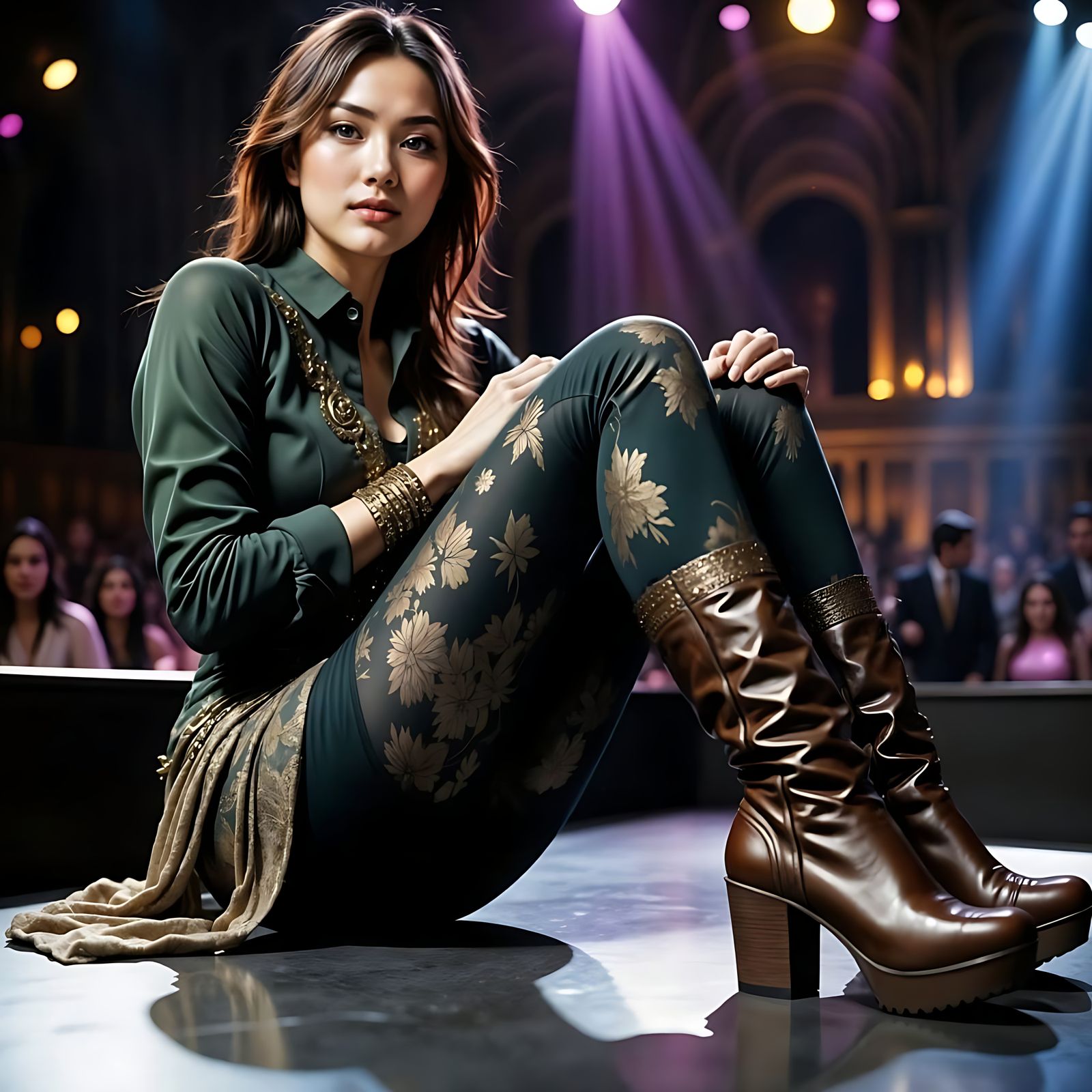 Japanese Pop Idol Performs Solo on Stage in Boots