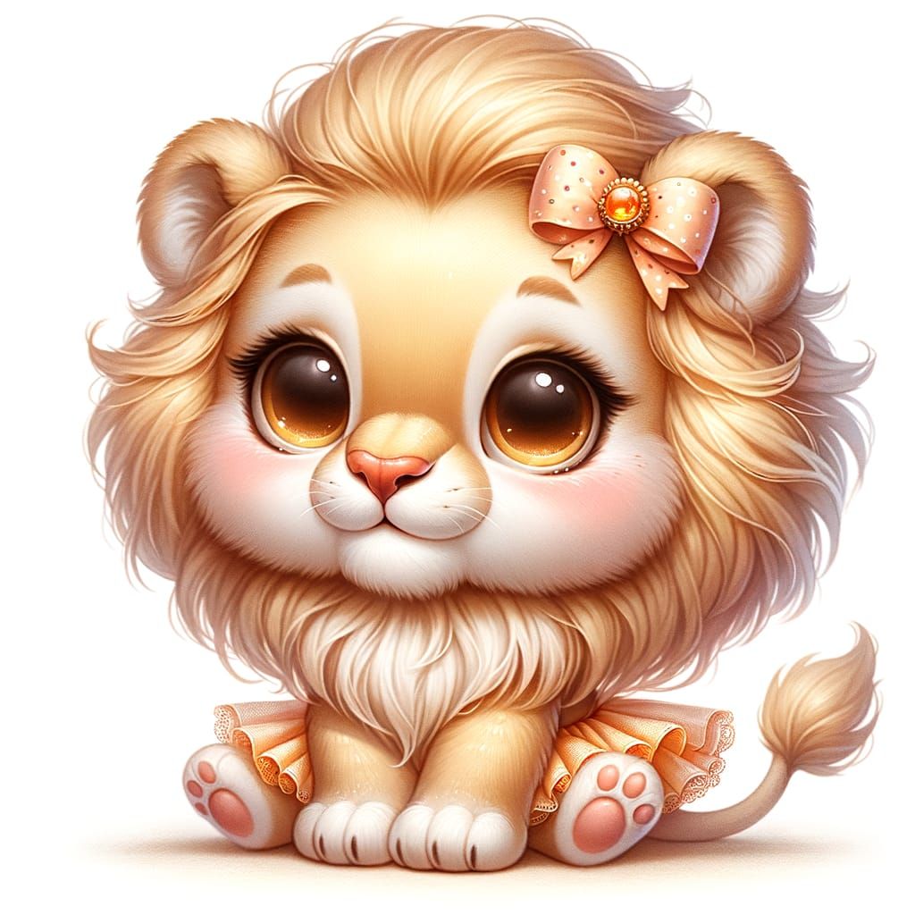 Delighted Cartoon Lion in Watercolor Style