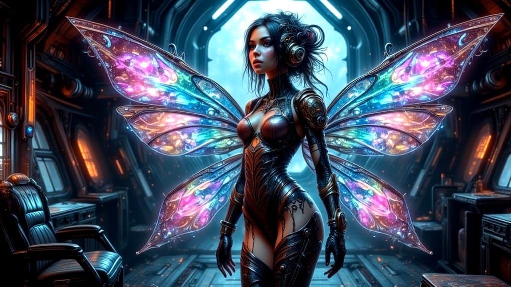 Asian Cyborg Fairy Punk in Retro Rocket