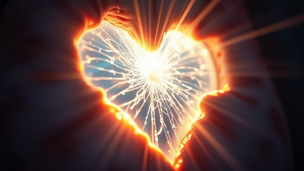 Rainbow Heart Refracted Through Broken Glass