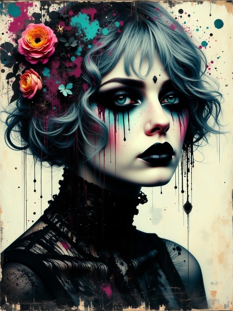 Gothic Abstract Portrait of a Melancholic Woman