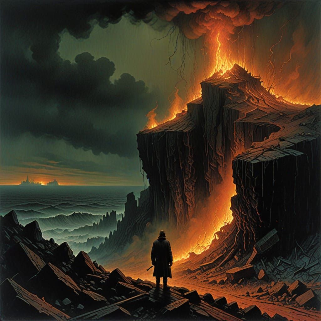 Tormented Soul on a Blazing Cliff