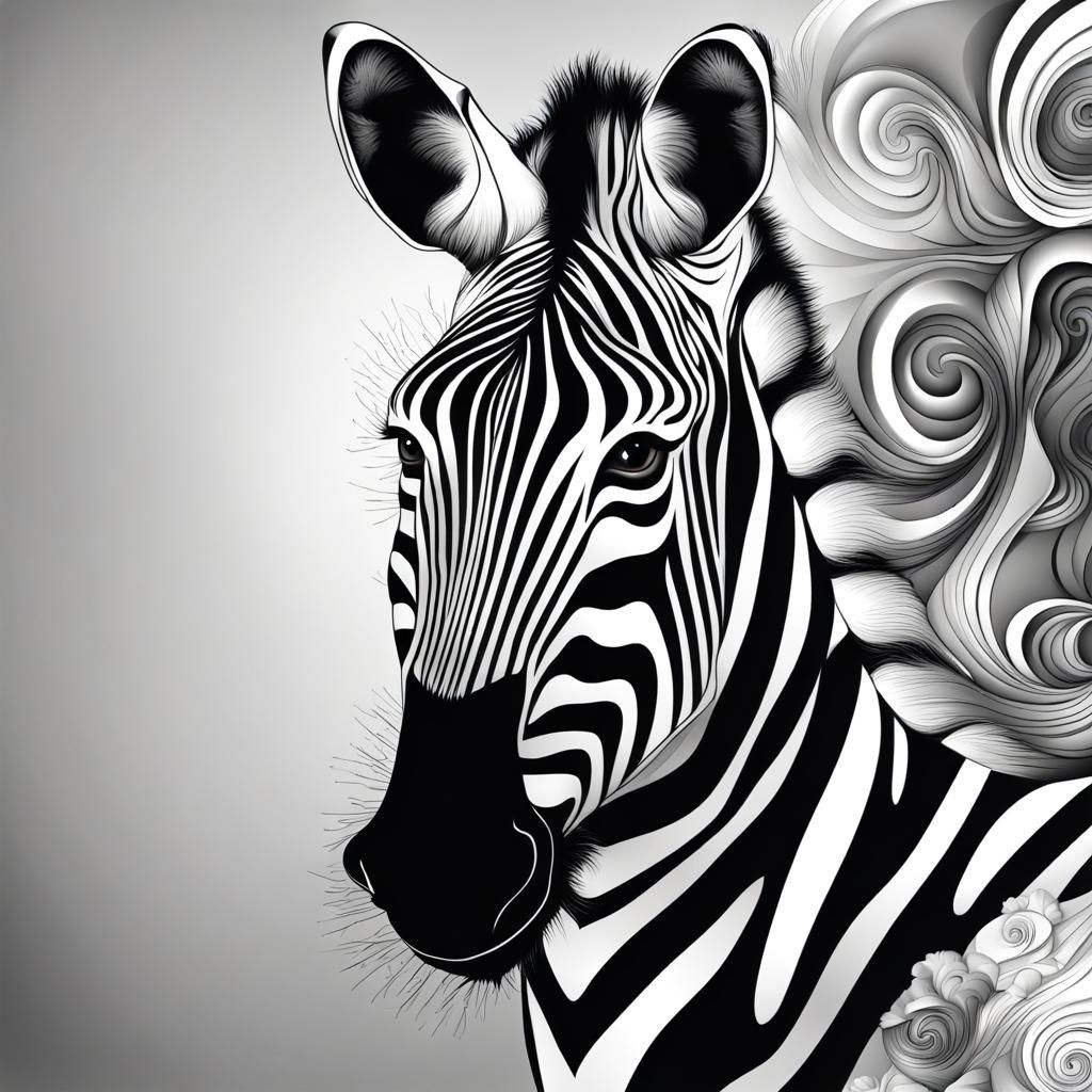 Zebra with Elephant Nose in Zentangle Style