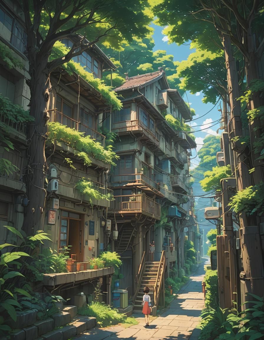 Confident Figure in Anime Style Landscape