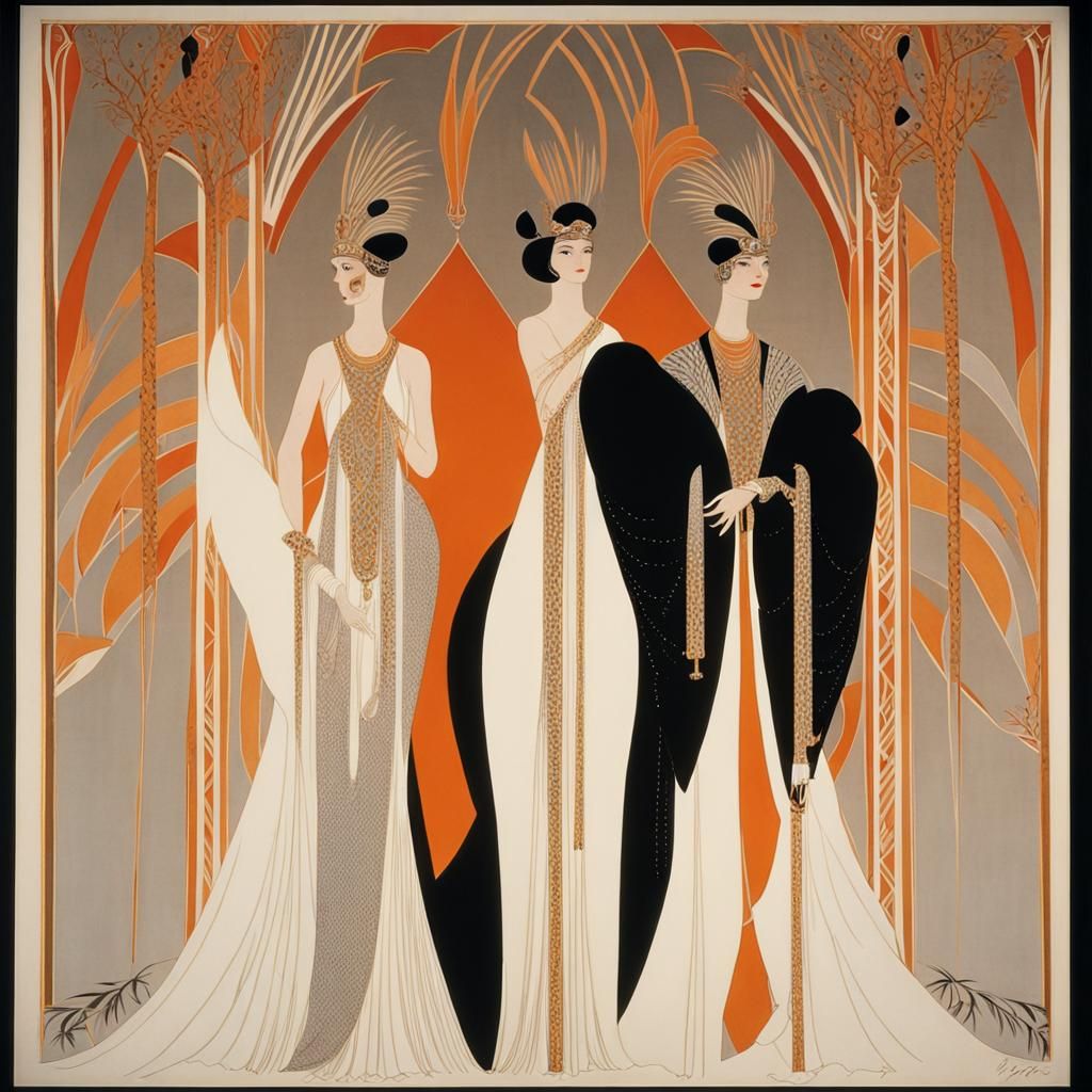 Elegant Art Deco Illustration Inspired by Erte