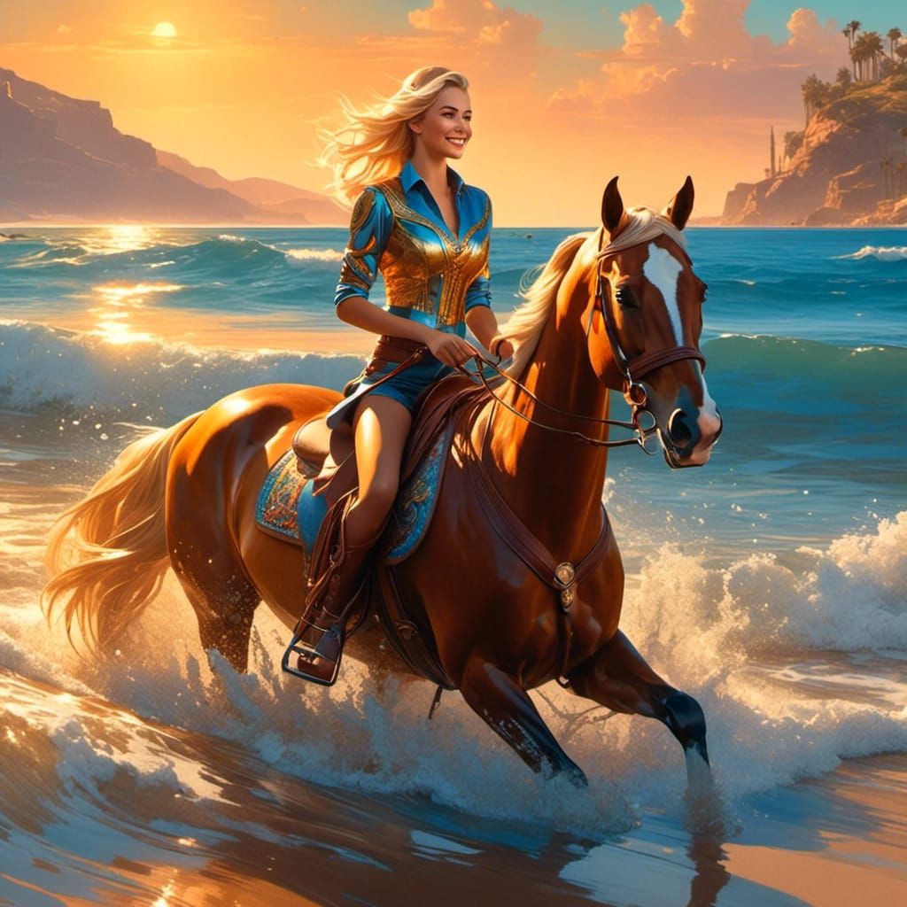 Needing a break, Julie takes her horses for a run on the beach