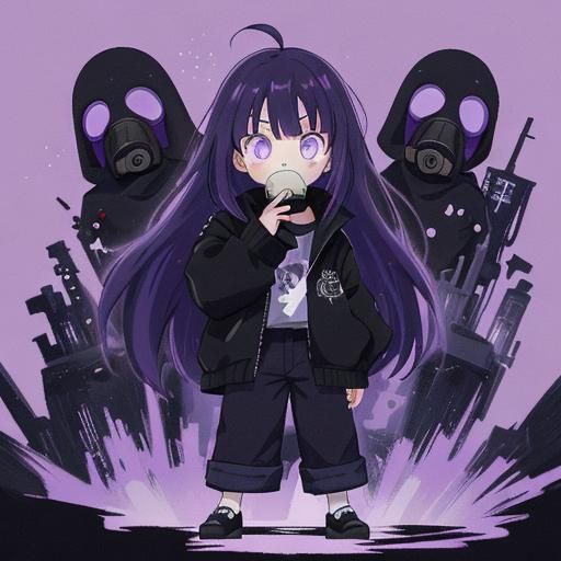 Anime  girl with cute messy hairstyle, big eyes, wearing a g...