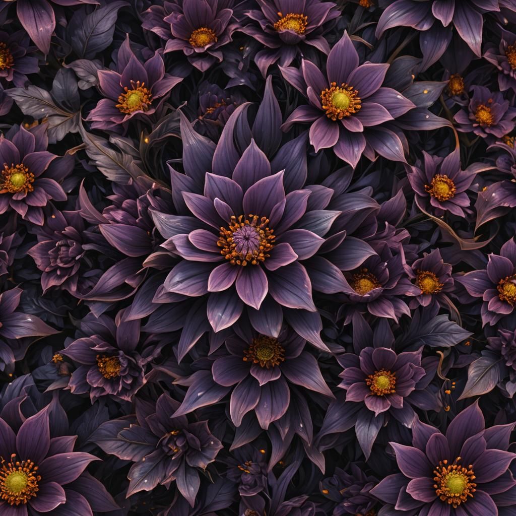 Detailed Dark Purple Flower Concept Art