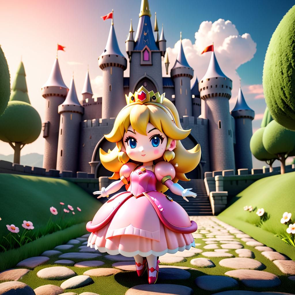 Chibi Princess Peach in Epic Pose