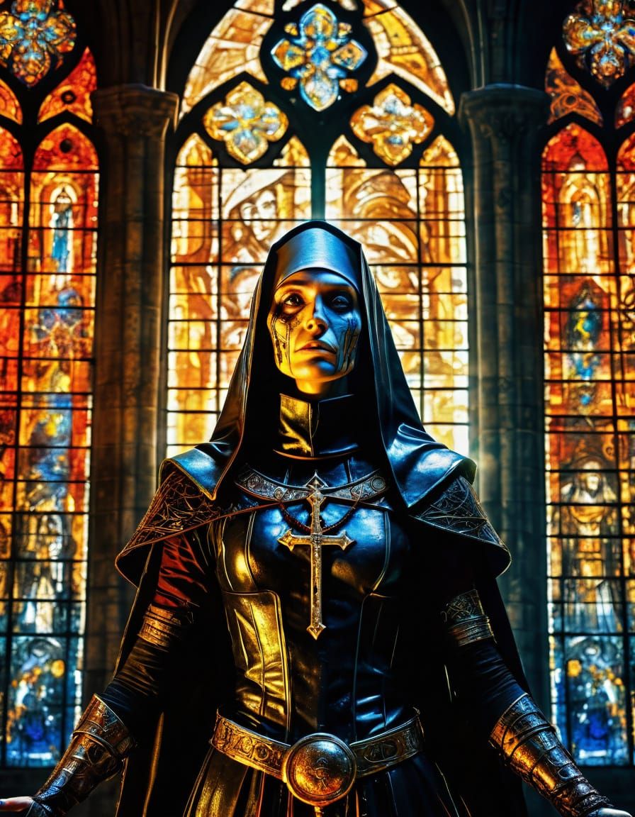 Warrior Nun in Cathedral: Abstract Expressionism