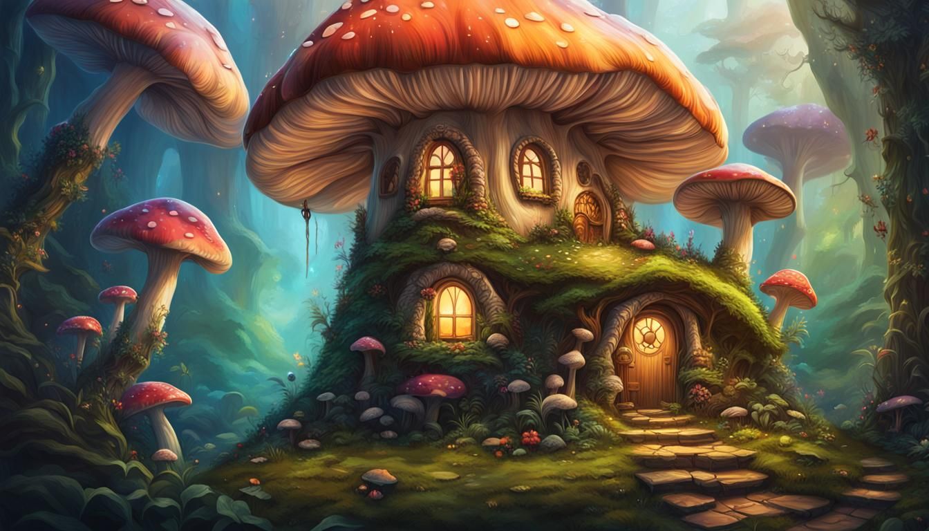 Enchanted Fairy House in Giant Mushroom