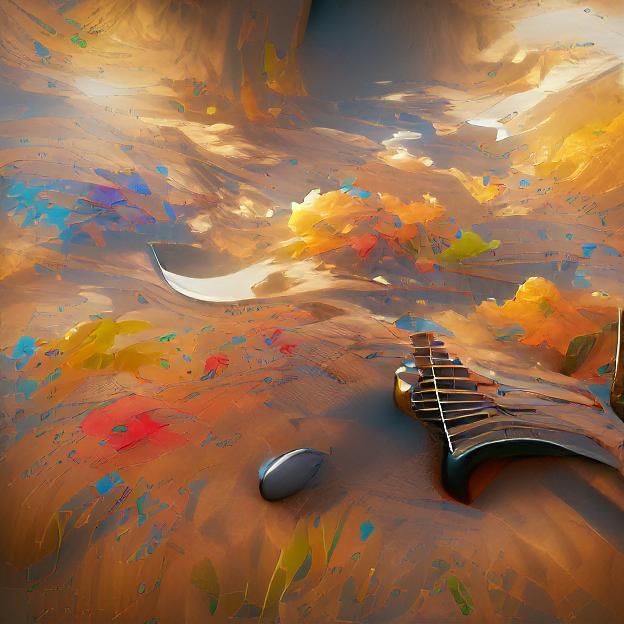 Weeping Guitar: Detailed Painting in 8k Resolution