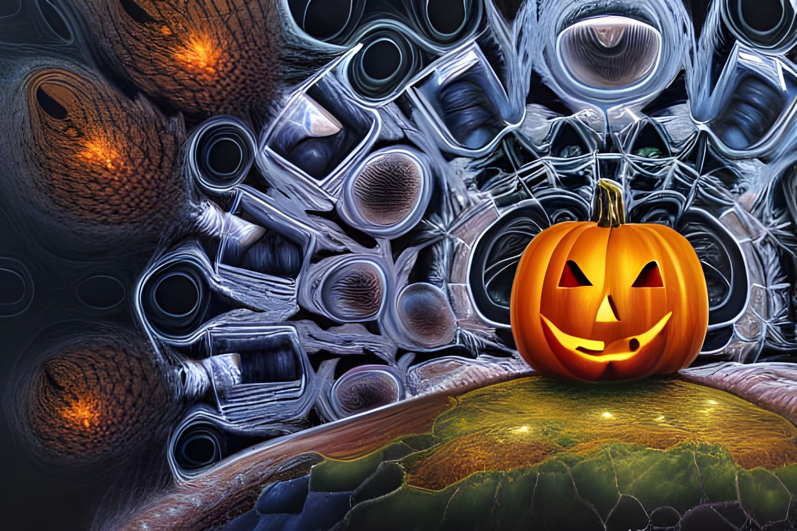 Eldritch Halloween Horror in Geometric Fractal Style
