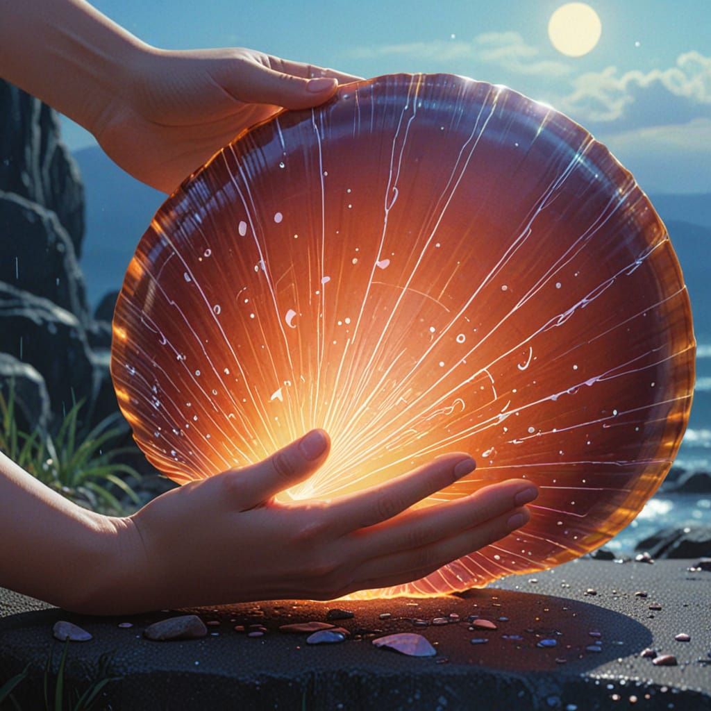 Dreamy Anime Magic Shell with Glowing Runes