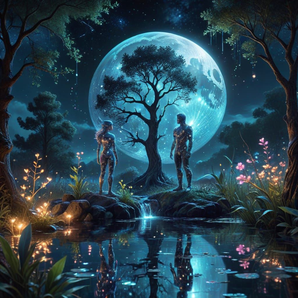 Celestial Encounter in Ethereal Night