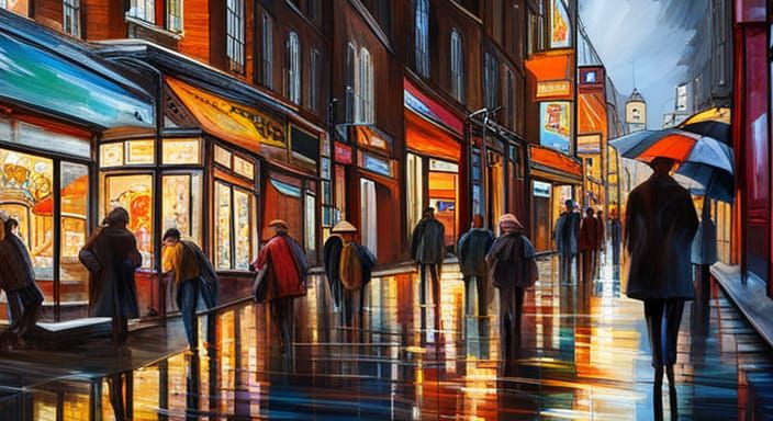 Brick Lane London at Night as Impressionist Painting