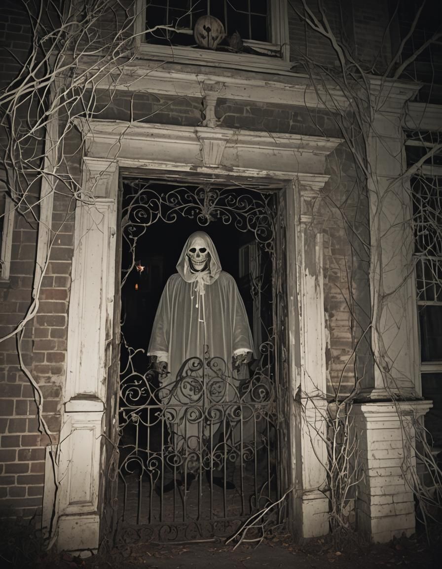 Creepy Old Mansion with Eerie Halloween Lighting