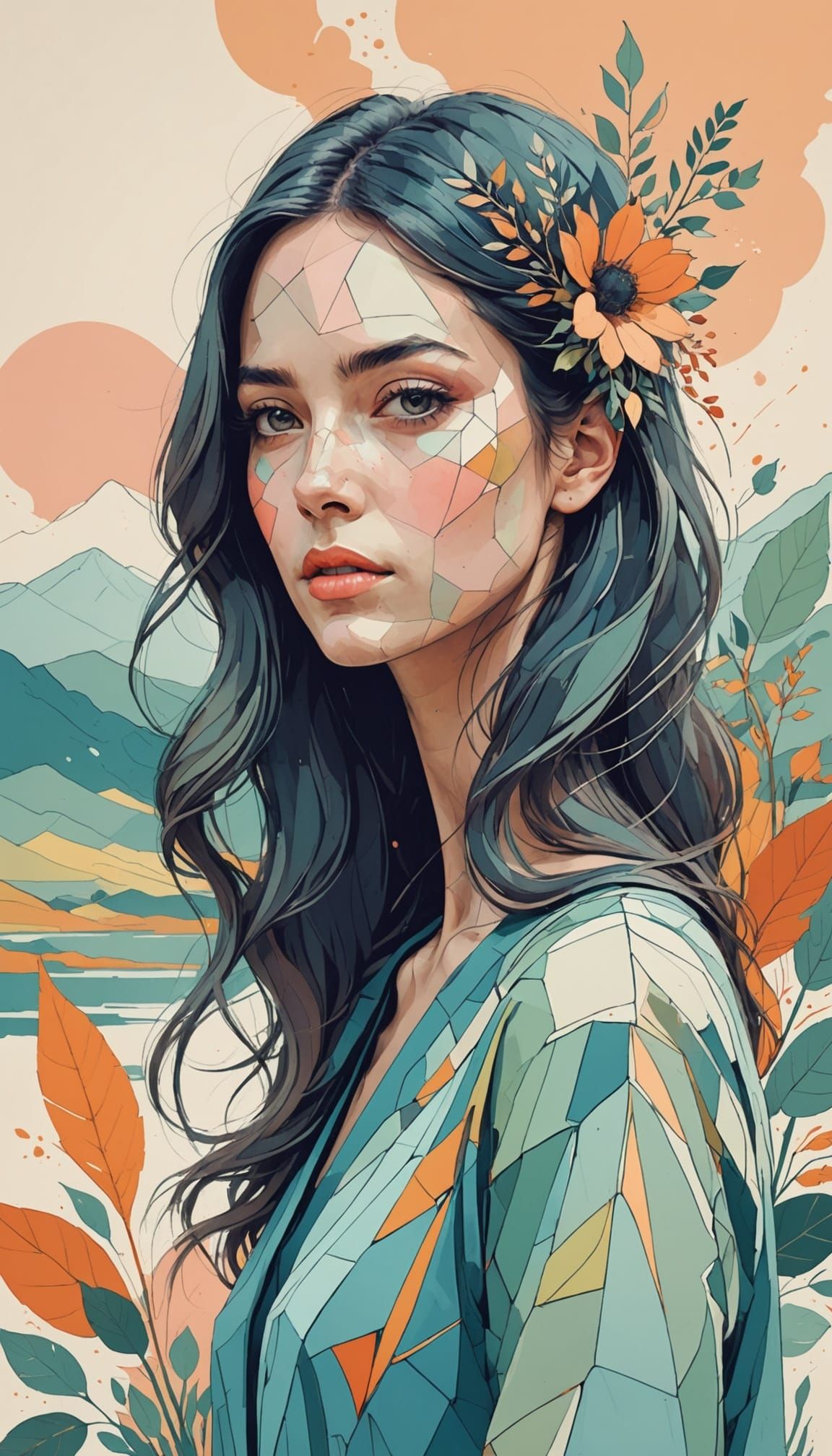 Intricate Minimalist Fantasy Scene with Delicate Pastel Tone...