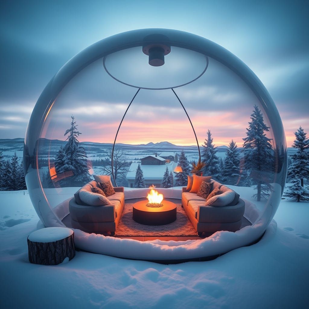 Cozy Winter Scene Trapped in Glass Orb