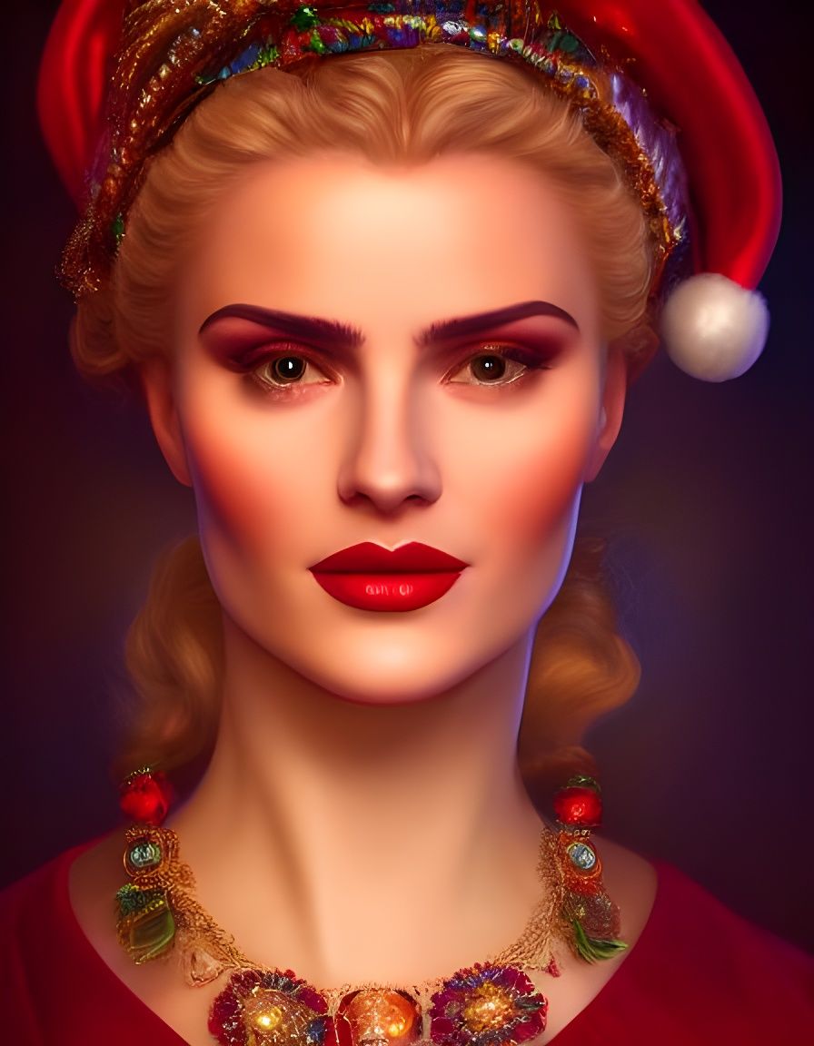 Lady in Red Silk Dress: Digital Illustration