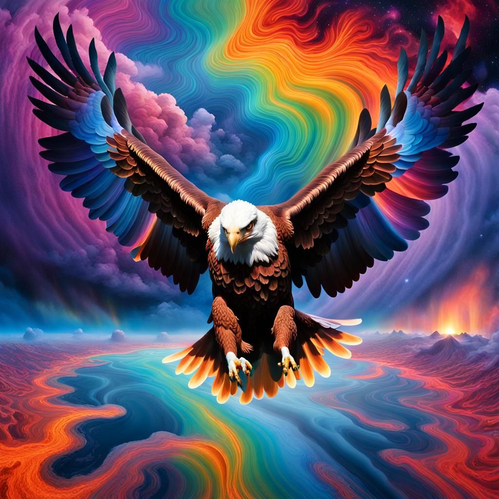 Eagle Nebula Rising from Colorful Fluid Lake