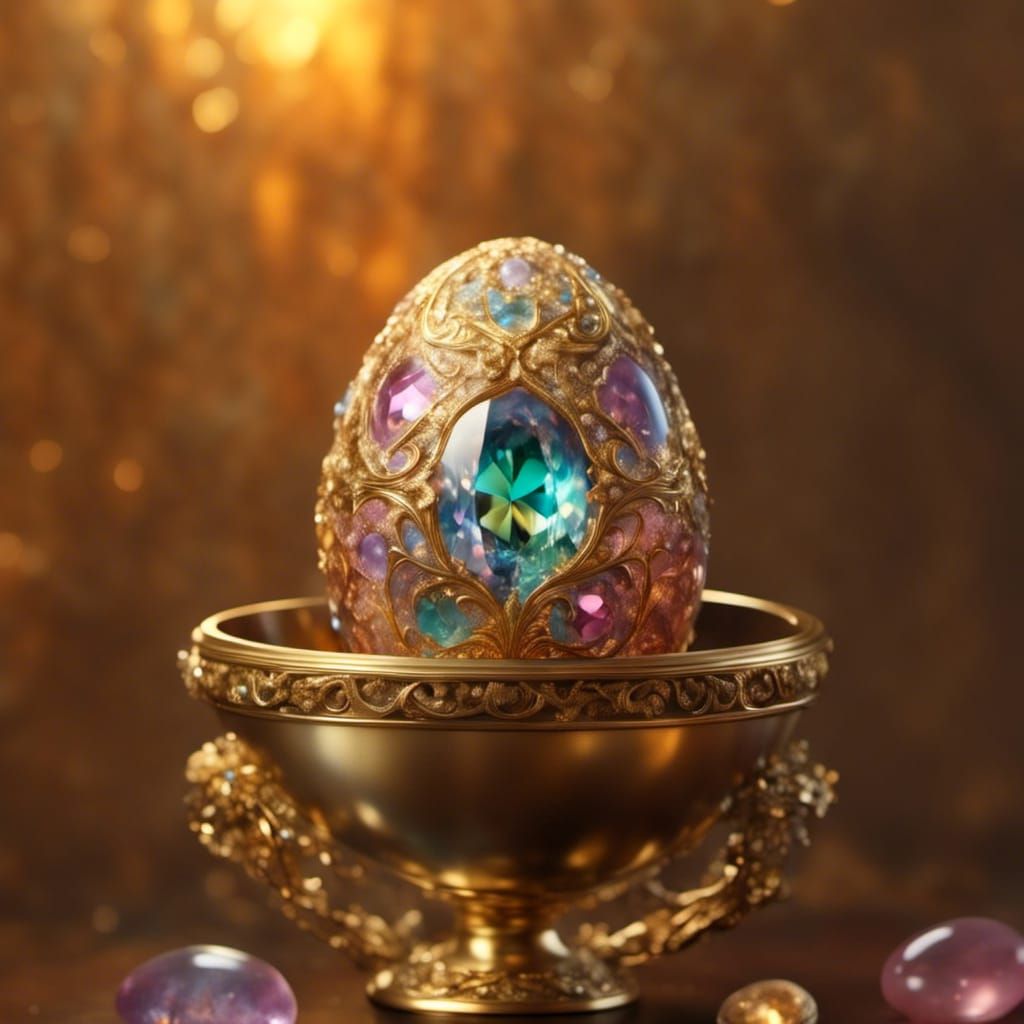 Bejeweled Eggs in Gold Bowl, Detailed Concept Art