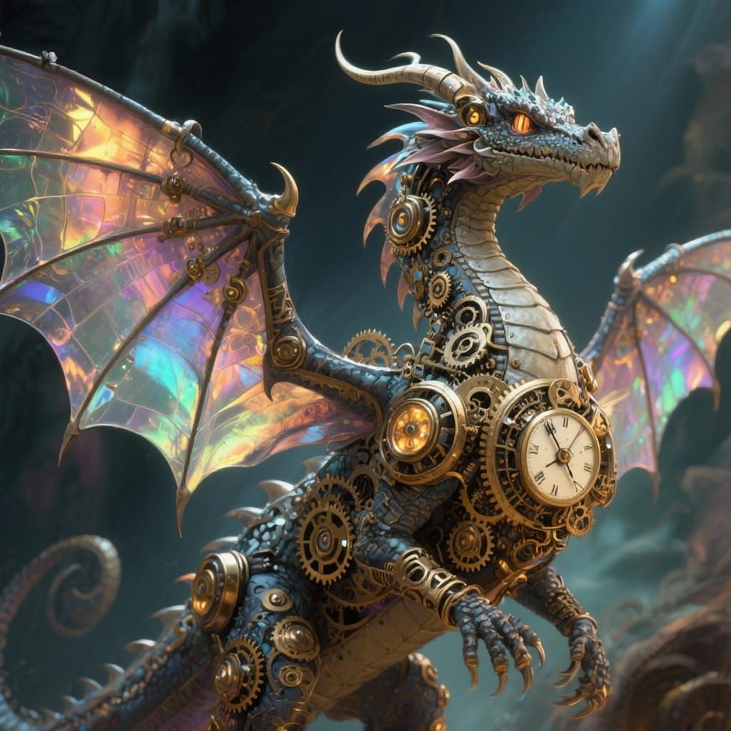Steampunk Dragon with Clockwork Wings