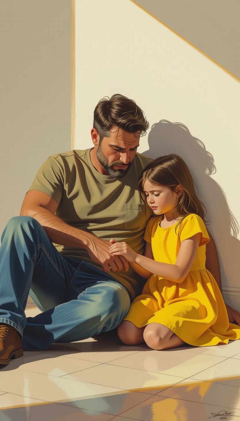 Emotional Father-Daughter Scene in Photorealistic Style