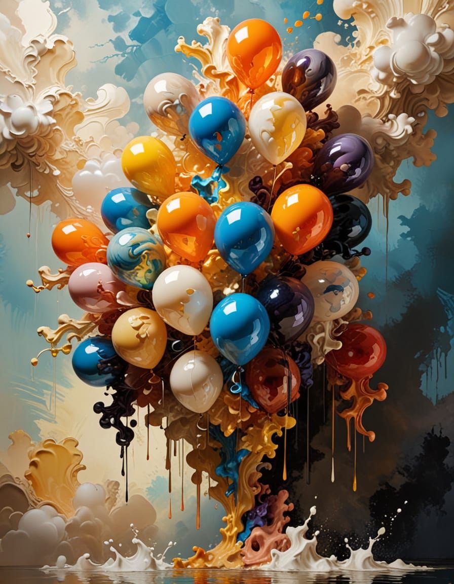 Impasto Balloons with Baroque Shadows and Fractals