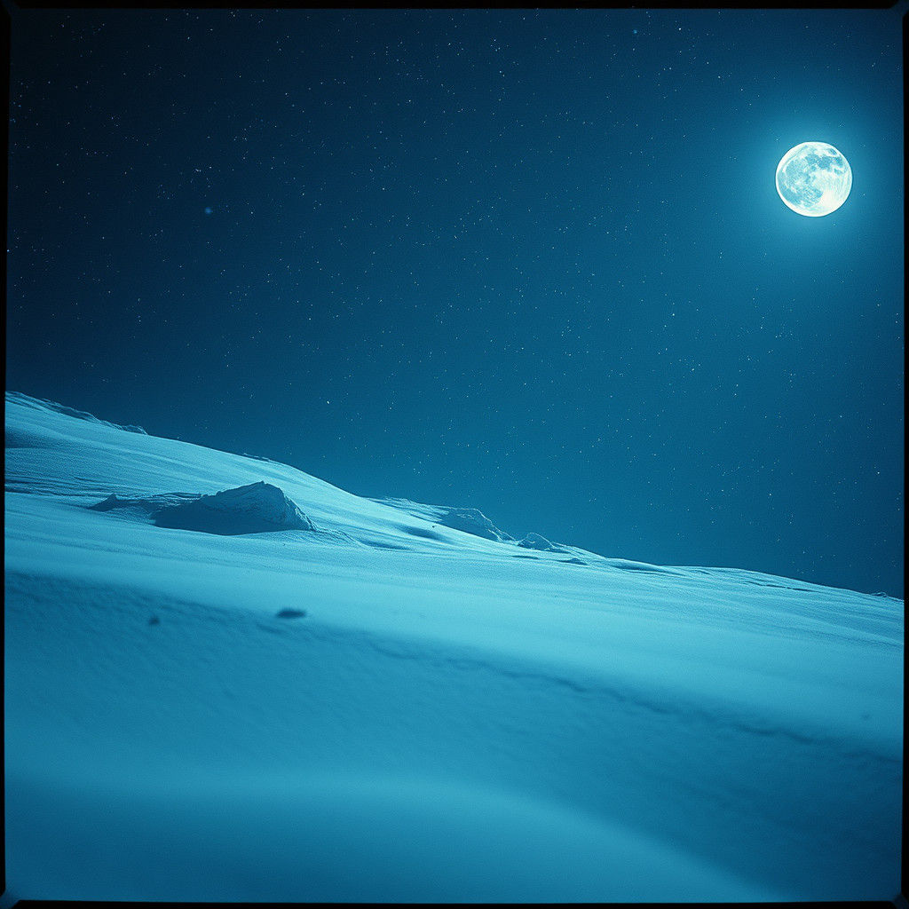 Cinematic Snow Scene Under Gaze of Stars