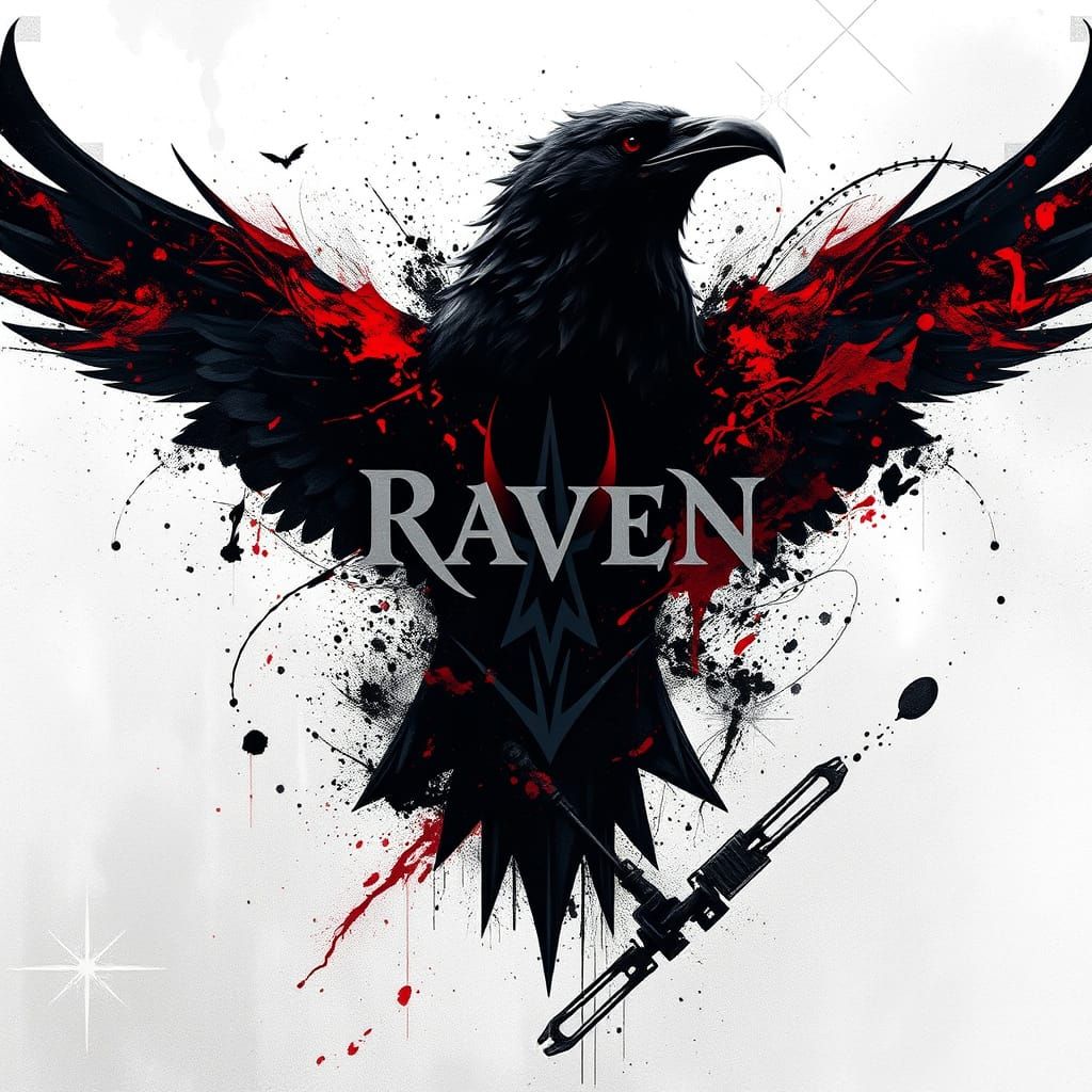 Surreal Raven Logo in a Dark Cyberpunk Aesthetic