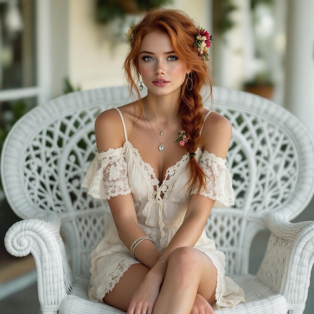Bohemian Woman with Red Hair Portrait