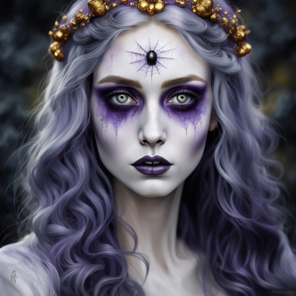 Goddess of Bad Luck in Halloween Cemetery